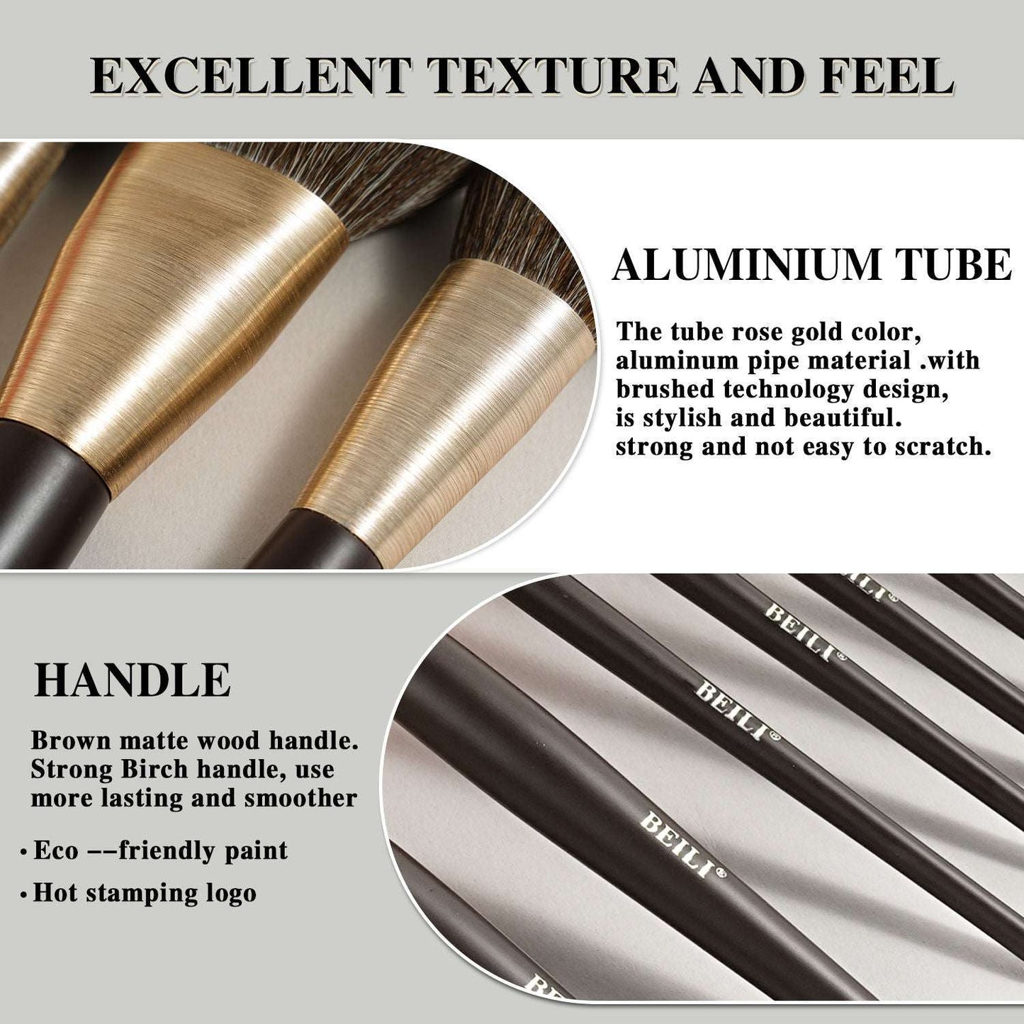 Baili 10pcs Rose Gold Tube rush Set