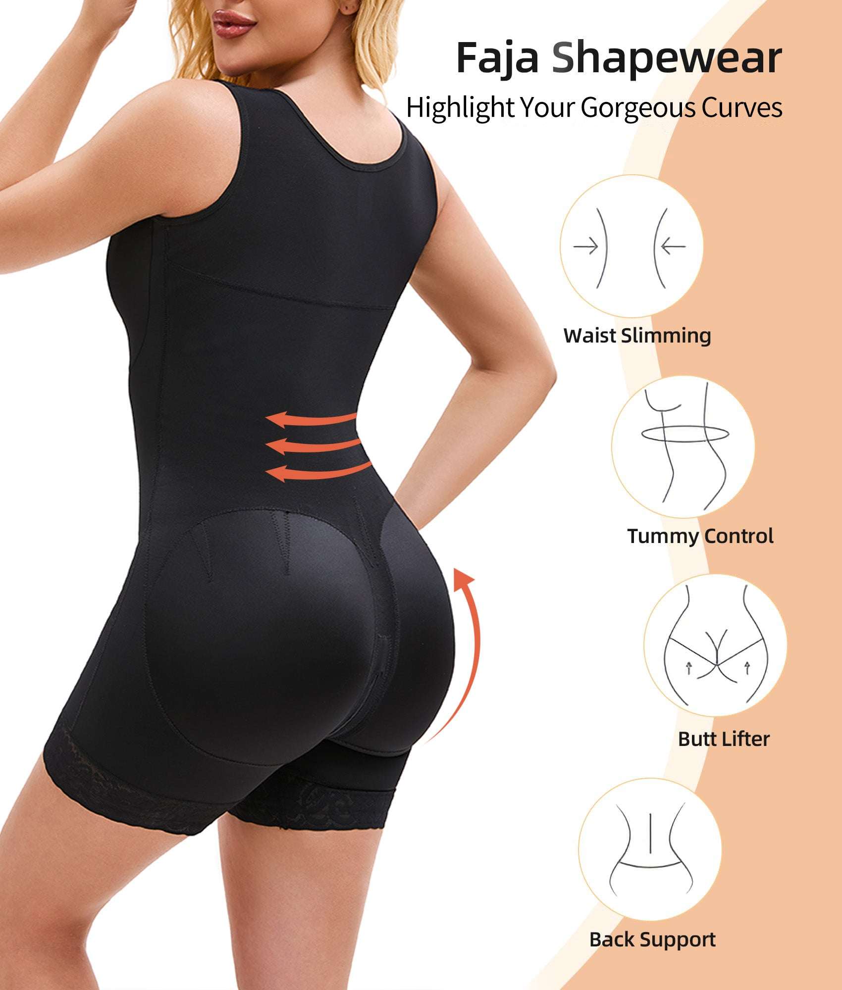 Full Body Tummy Control Zipper Shapewear